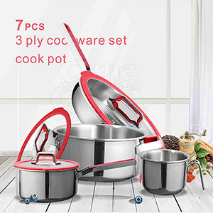 7 pieces set of three-layer cookware pla