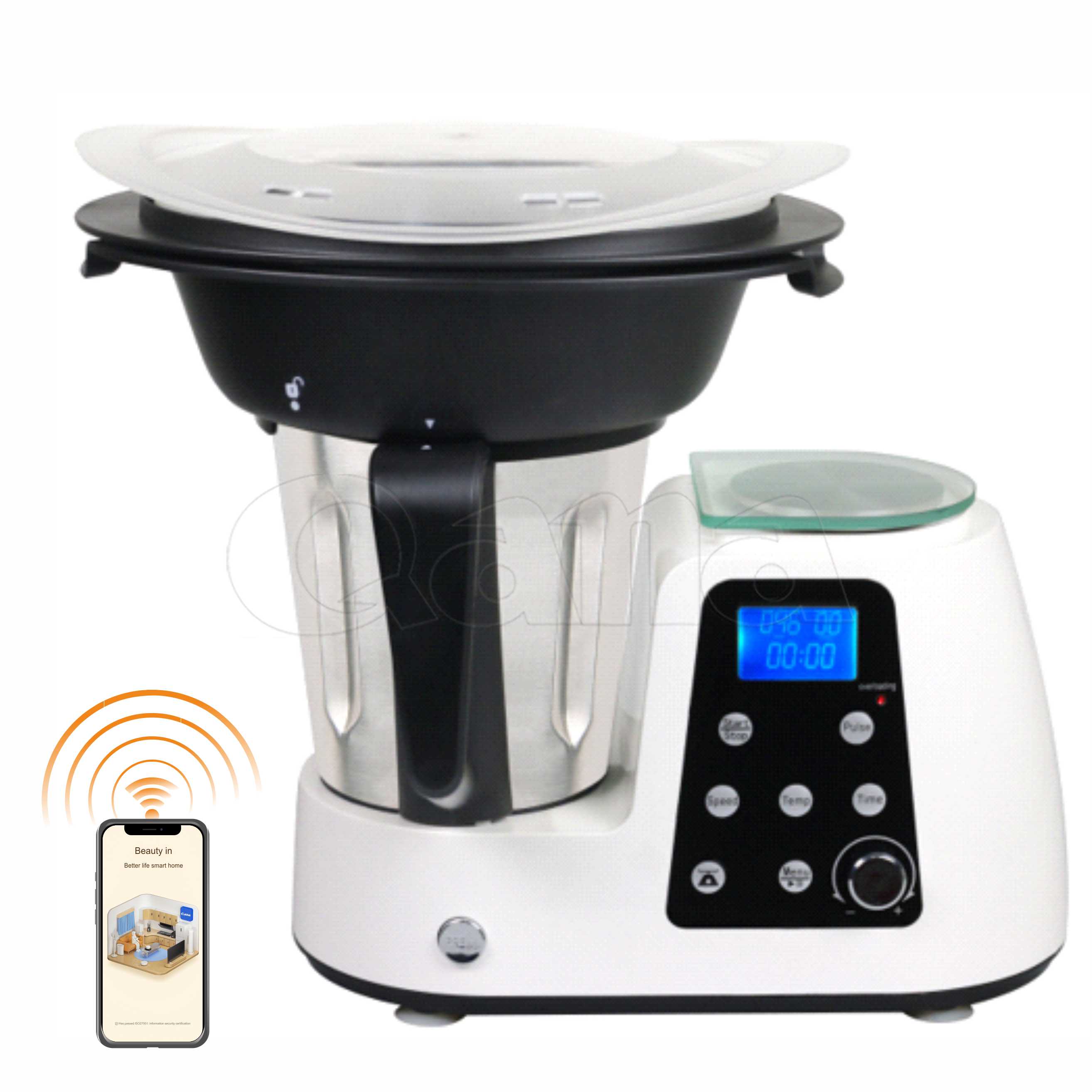 QANA 2020 no stick Wifi Led Display chicken BBQ pizza pan 1500w hot electric digital mini air fryer