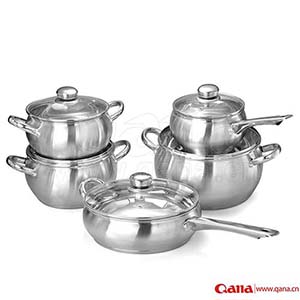 10pcs Qana apple shape stainless steel cookware set