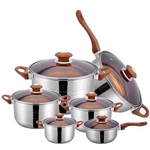 12pcs cooking pots stainless steel cookw
