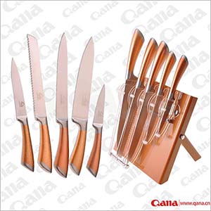 Orange color hollow handle kitchen knife