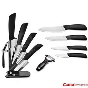 QK6T02Best 4pcs black handle non stick Ceramic Knife Set