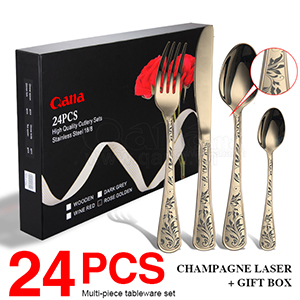 Champagne laser set of 24 pieces+gift bo