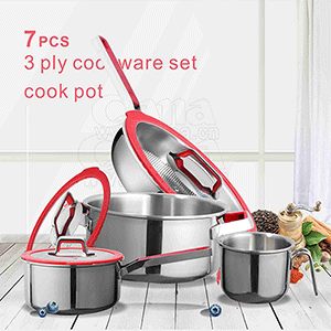 7 قطع مجموعة من ثلاثة - طبقة cookware ال