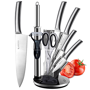 Ensemble de knife professionnel de la cuisine avec boîte, inclure le knife du chef, bread knife, Carving knife, Utility knife et Paring Knife