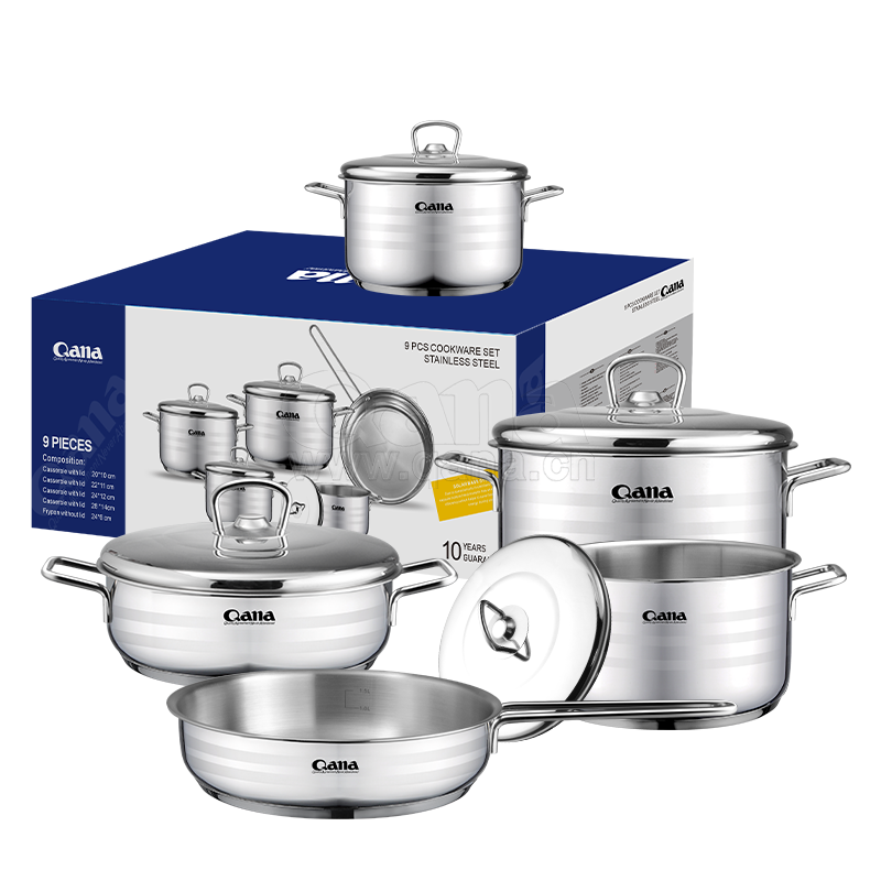 9 PCS COOKWARE SET STAINLESS STEEL